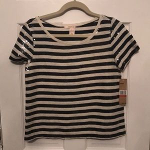 DKNY jeans sequin striped top NWT